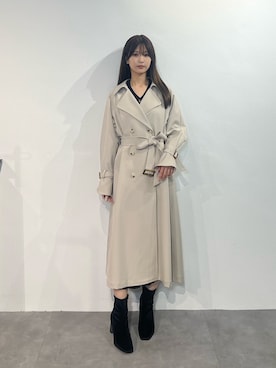「MERCURYDUO（マーキュリーデュオ）のバックシャントレンチコート（トレンチコート、ベージュ系）」を使った、mihoさん（レディース・163cm）の夏コーディネート