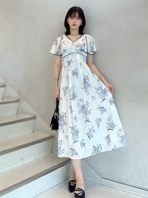 フレアースリーブフラワーワンピース｜マーキュリーデュオ