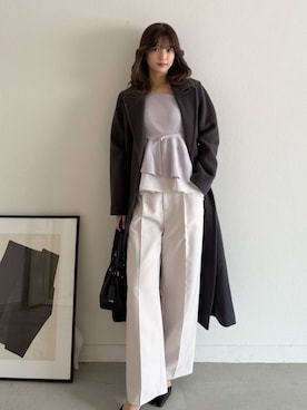 「アイテム（チェスターコート）」を使った、mihoさん（レディース・163cm）の秋コーディネート