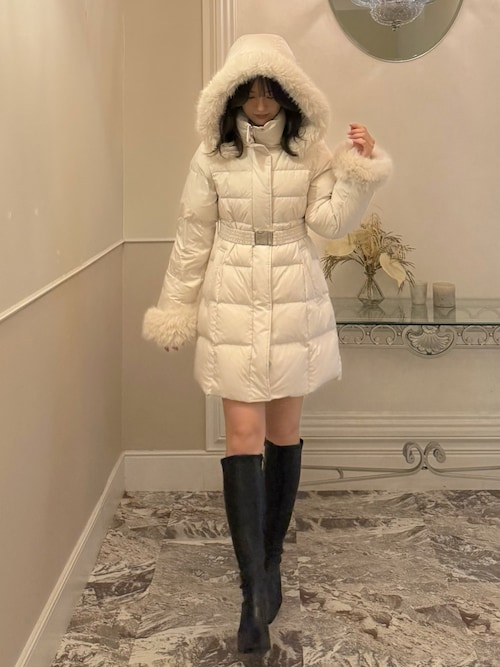 フェイクファー付きアライドロングダウン（ダウンジャケット