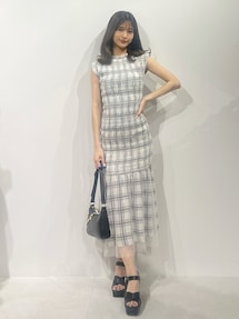 シアーチェックシャーリングマーメイドワンピース｜マーキュリー