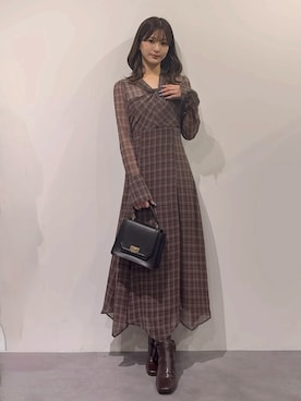 「チェック柄に恋してる」｜mihoさん（レディース・163cm）の秋コーディネート