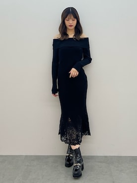 「ニットワンピース」｜mihoさん（レディース・163cm）の夏コーディネート