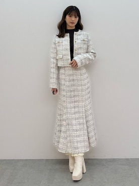 「アイテム（ノーカラージャケット）」を使った、mihoさん（レディース・163cm）の秋コーディネート