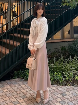 渡辺美優紀コラボ】異素材ドッキングマーメイドワンピースを使った人気