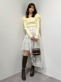 アシメヘムラッフルフレアスカート｜マーキュリーデュオ（MERCURYDUO