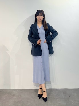 「MERCURYDUO（マーキュリーデュオ）のフィットアンドフレアジャケット（テーラードジャケット、グレー系）」を使った、mihoさん（レディース・163cm）の秋コーディネート