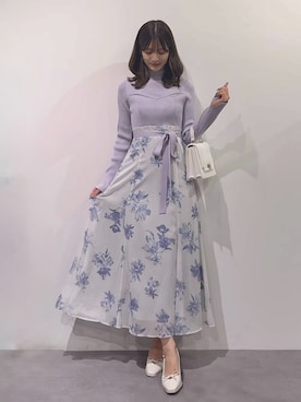 「アイテム（ワンピース/ドレス、パープル系）」を使った、mihoさん（レディース・163cm）の秋コーディネート