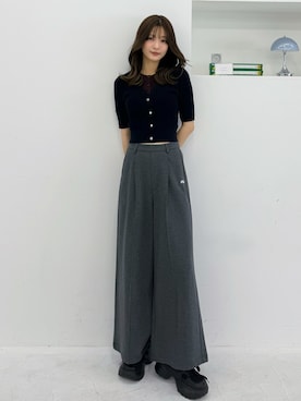 「MERCURYDUO（マーキュリーデュオ）のバイカラーフェイクレイヤードニット（ニット/セーター、ブルー系）」を使った、mihoさん（レディース・163cm）の春コーディネート