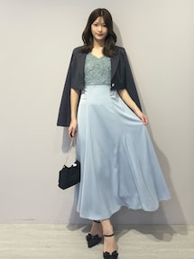 チュールフリルドッキングサテンワンピース｜マーキュリーデュオ