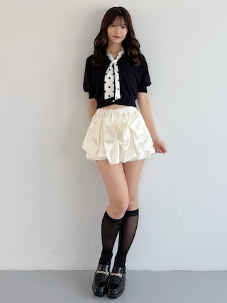 「MERCURYDUO(マーキュリーデュオ)のスカーフ付きトップス(ニット/セーター)」を使った、mihoさん(レディース・163cm)の夏コーディネート