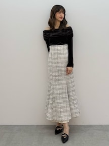 新品 MERCURYDUO オリジナルツイードスソプリーツマーメイドスカート マーキュリーデュオ MERCURYDUO オリジナルツイードスソプリーツ