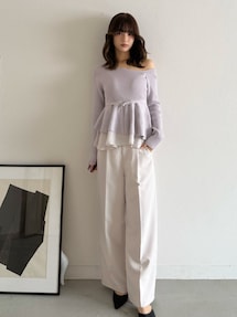 MERCURYDUO マーキュリーデュオ 異素材ドッキングペプラムニット 異素材ドッキングペプラムニット｜マーキュリーデュオ（MERCURYDUO