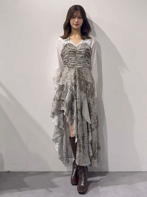 セール】シャツドッキングコルセットアシメヘムワンピース（ワンピース