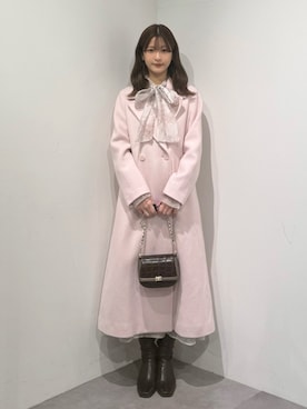 「アイテム（チェスターコート）」を使った、mihoさん（レディース・163cm）の冬コーディネート