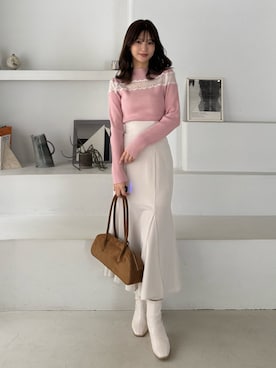 「ピンクニット」｜mihoさん（レディース・163cm）の秋コーディネート