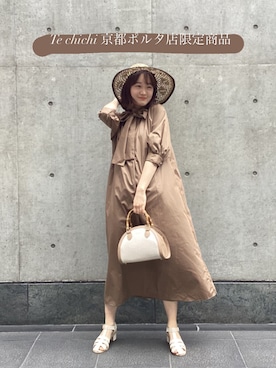 「Te chichi CLASSIC（テチチクラシック）のアイテム（帽子）」を使った、origoto16さん（レディース・165cm）の春コーディネート