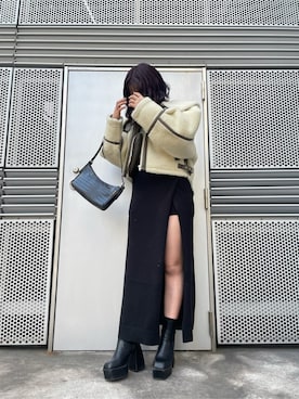 「#今日のコーデ」｜「アイテム（ブルゾン）」を使った、飯嶋菜奈さん（レディース・153cm）の冬コーディネート