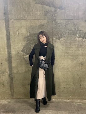 「#murua_by_staff」｜「アイテム（その他アウター）」を使った、飯嶋菜奈さん（レディース・153cm）の秋コーディネート