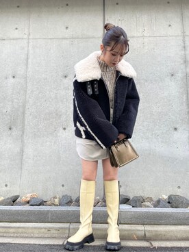 「#今日のコーデ」｜「アイテム（ブルゾン）」を使った、飯嶋菜奈さん（レディース・153cm）の秋コーディネート