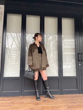 「#今日のコーデ」｜「アイテム（ブルゾン）」を使った、飯嶋菜奈さん（レディース・153cm）の冬コーディネート