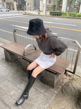 「#murua_by_staff」｜「アイテム（ワンピース/ドレス）」を使った、飯嶋菜奈さん（レディース・153cm）の秋コーディネート