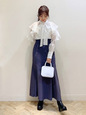 「アイテム（イヤリング）」を使った、airiさん（レディース・159cm）の冬コーディネート