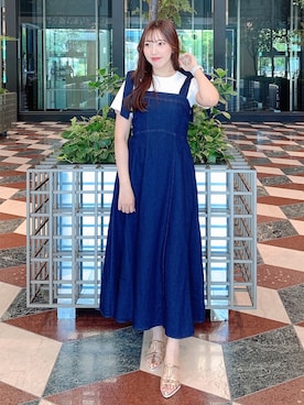 「dazzlin（ダズリン）のRIPPLE OF COLORロゴT（Tシャツ/カットソー）」を使った、airiさん（レディース・160cm）の夏コーディネート