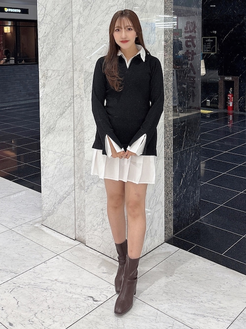 POLO BCSコラボ】シャツレイヤードニットミニワンピース ※BEIGE WEB