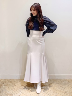 「MERCURYDUO（マーキュリーデュオ）のアイテム（チェスターコート）」を使った、airiさん（レディース・159cm）の冬コーディネート