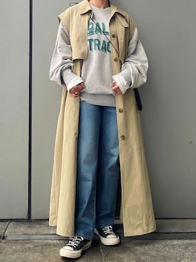 「Ungrid（アングリッド）のアイテム（その他アウター）」を使った、上園揚子さん（レディース・150cm）の冬コーディネート