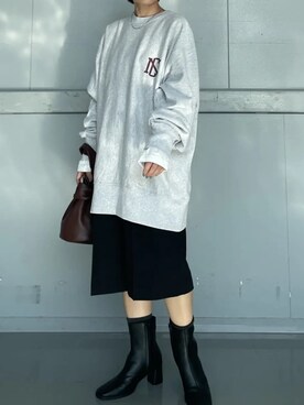 「コーディネート」｜「アイテム（スウェット）」を使った、上園揚子さん（レディース・150cm）の秋コーディネート