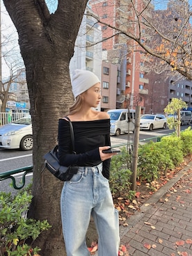 「イエベ」｜「アイテム（ニットキャップ/ビーニー）」を使った、honokaさん（レディース・151cm）の冬コーディネート