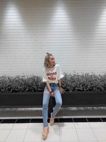 garterデザインスキニーデニムパンツ｜ジェイダ（GYDA
