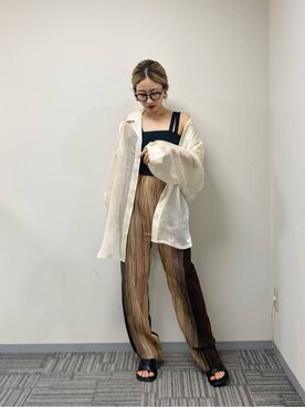 「EMODA（エモダ）のアイテム（その他トップス）」を使った、田澤眞梨亜さん（レディース・154cm）の夏コーディネート