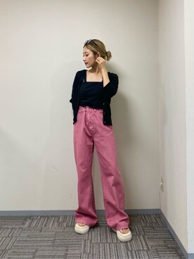 「EMODA（エモダ）のアイテム（その他トップス）」を使った、田澤眞梨亜さん（レディース・154cm）の春コーディネート