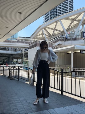 「#ワイドパンツ」｜清水夢乃さん（レディース・165cm）の夏コーディネート