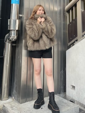 「MURUA（ムルーア）のアイテム（ブルゾン）」を使った、清水夢乃さん（レディース・166cm）の秋コーディネート