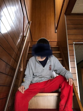 「アイテム（スウェットパンツ、レッド系）」を使った、nopripさん（レディース・152cm）の夏コーディネート