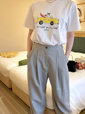 「Maison Kitsune（メゾンキツネ）のアイテム（Tシャツ/カットソー）」を使った、ayuさん（レディース・164cm）の夏コーディネート
