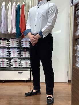 「アイテム（ビジネスシャツ）」を使った、SHIRTS PLAZA 福岡イオンモール店さん（メンズ・171cm）の春コーディネート