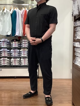 「黒シャツ」｜SHIRTS PLAZA 福岡イオンモール店さん（メンズ・171cm）の夏コーディネート