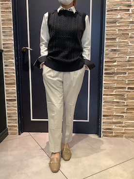 「アイテム（ビジネスシャツ、ホワイト系）」を使った、BRICK HOUSE by Tokyo Shirts さいたま新都心コクーン店さん（レディース・151cm）の秋コーディネート