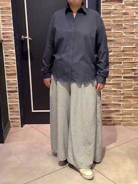 「TOKYO SHIRTS（トウキョウシャツ）のCOFREX 形態安定ノンアイロン スキッパー 長袖ビジネスワイシャツ（ビジネスシャツ）」を使った、BRICK HOUSE by Tokyo Shirts さいたま新都心コクーン店さん（レディース・152cm）の秋コーディネート