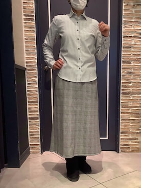 「アイテム（ビジネスシャツ）」を使った、BRICK HOUSE by Tokyo Shirts さいたま新都心コクーン店さん（レディース・163cm）の冬コーディネート