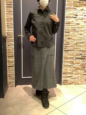 「アイテム（ビジネスシャツ）」を使った、BRICK HOUSE by Tokyo Shirts さいたま新都心コクーン店さん（レディース・163cm）の冬コーディネート