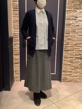 「アイテム（ビジネスシャツ）」を使った、BRICK HOUSE by Tokyo Shirts さいたま新都心コクーン店さん（レディース・163cm）の冬コーディネート