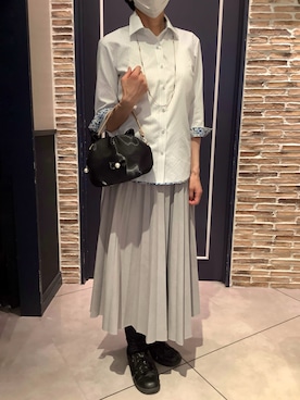 「アイテム（ビジネスシャツ）」を使った、BRICK HOUSE by Tokyo Shirts さいたま新都心コクーン店さん（レディース・163cm）の夏コーディネート