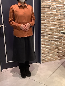 「アイテム（ビジネスシャツ）」を使った、BRICK HOUSE by Tokyo Shirts さいたま新都心コクーン店さん（レディース・163cm）の冬コーディネート