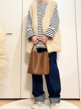 「Heather（ヘザー）のアイテム（ベスト）」を使った、𝕊𝔼ℝ𝕀＊さん（レディース・160cm）の秋コーディネート